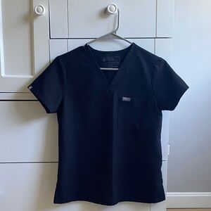 Figs Classic Black V-Neck Scrub Top